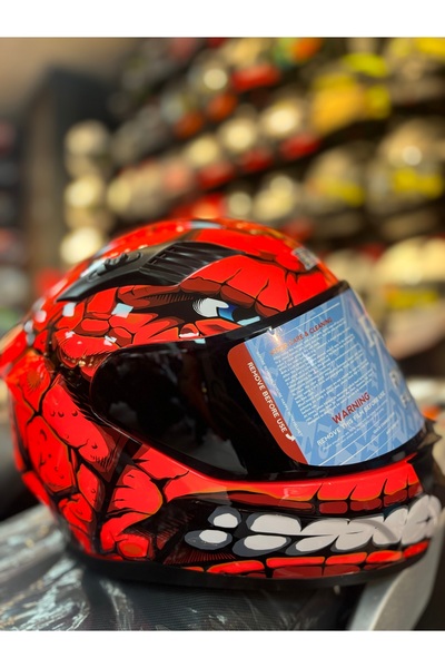 RSV Fazer Siyah Vizör Fantastic Red Shinny Full Face Güneş Vizörlü Motosiklet Kaskı