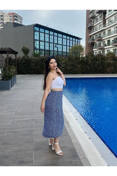 ELSEBUTİKTR Double Breasted Woven Viscose Skirt