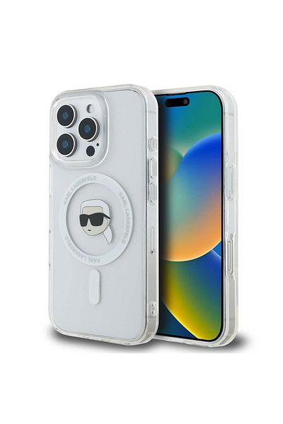 Karl Lagerfeld Case for iPhone 16 Pro Max - Karl Lagerfeld IML MagSafe (KLHMP16XHLSKIH) - White Karl`s Head