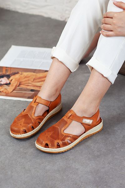 Adım Adım Women's Genuine Leather Closed-Front Orthopedic Sandals