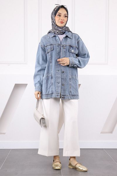 İmajButik Μπλε τζιν μπουφάν τσέπης