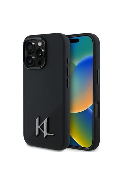 Karl Lagerfeld Case for iPhone 16 Pro - Karl Lagerfeld Silicone MagSafe (KLHMP16LSCMKMPCK) - Shadow Metal Initial