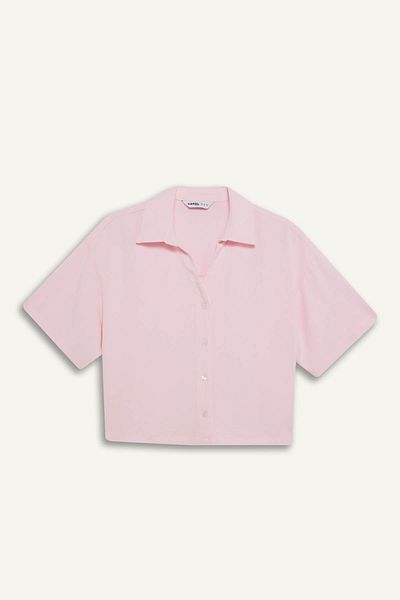 DeFacto Oversize Wide Fit Linen Blended Short Sleeve Shirt C3807Ax25Sm