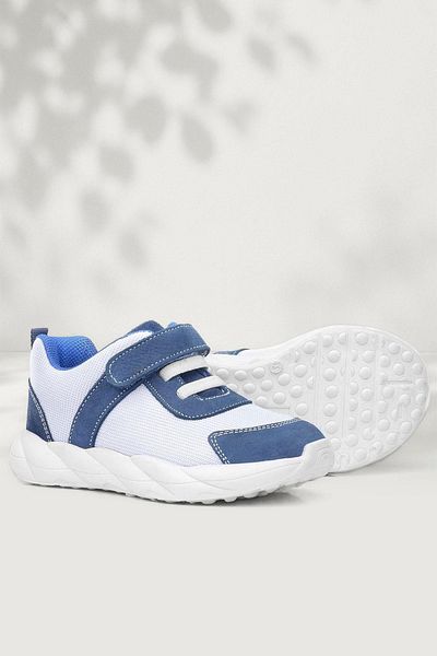 Rakerplus Barefoot Genuine Leather Cream Navy Blue Velcro Adidași pentru copii