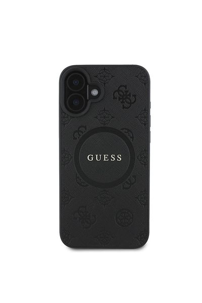 Guess Case for iPhone 16 Plus - Guess Saffiano Peony Classic Logo MagSafe (GUHMP16MPSAPSMEP) - Pink