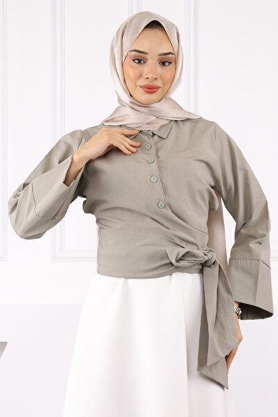 İmajButik Khaki Waist Tie Shirt