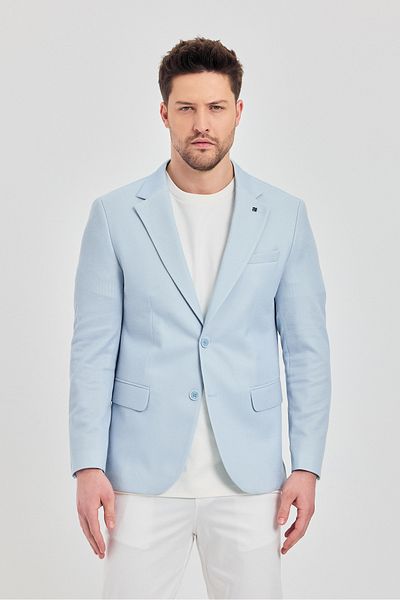Frappoli Ανδρικό μπουφάν Antony Ice Blue από πολυεστερικό ύφασμα Slim Fit Αθλητικό μπλέιζερ Άνοιξη-Καλοκαίρι