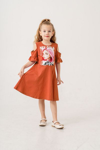 Gocoland Girl's Short Sleeve Lycra Combed Cotton Printed Dress