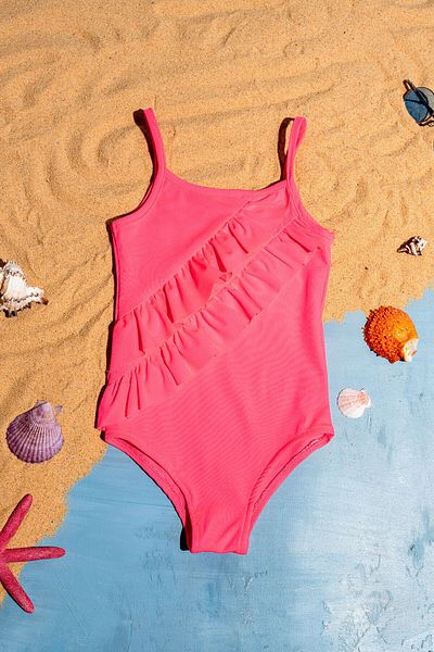 Beniizle Cross Ruffle Detailed Girl's Swimsuit