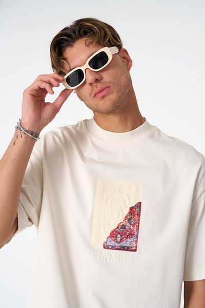 fame-stoned Βίνσεντ Βαν Γκογκ εμπριμέ Unisex 100% βαμβακερό κεντημένο, εμπριμέ εκρού μπλουζάκι
