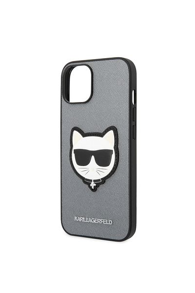 Karl Lagerfeld Case for iPhone 14 Plus - Karl Lagerfeld Saffiano (KLHCP14MSAPCHG) - Silver Choupette Head