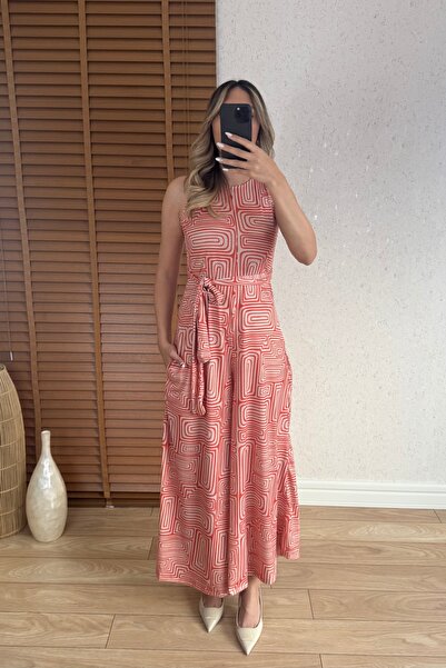 Mucios İnes Oranj Desen İspanyol Kuşaklı Tulum