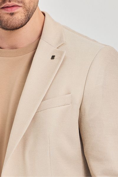 Frappoli Ανδρικό αθλητικό μπλέιζερ Antony Camel-Beige από πολυεστερικό ύφασμα Slim Fit Άνοιξη-Καλοκαίρι