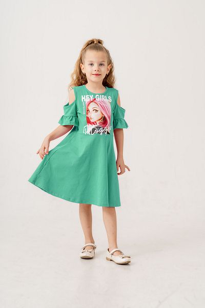 Gocoland Girl's Short Sleeve Lycra Combed Cotton Printed Dress