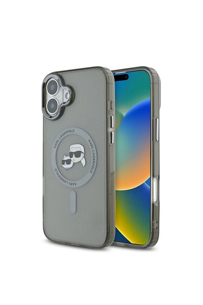Karl Lagerfeld Case for iPhone 16 Plus - Karl Lagerfeld IML MagSafe (KLHMP16MHLSKCK) - Metal Karl&Choupette Head