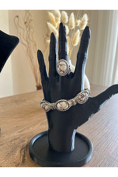 Büyük Hanım Retro Style Geometric Design Zinc 4-Piece Jewelry Set
