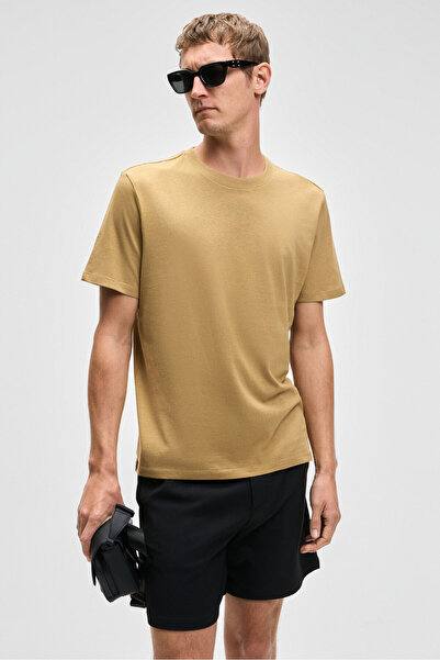 GRIMELANGE Ανδρικό μπλουζάκι Mocassins 100% βαμβακερό με χαλαρή εφαρμογή με στρογγυλή λαιμόκοψη κοντομάνικο ανοιχτόχρωμο μπλουζάκι