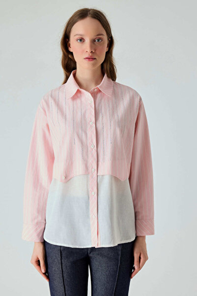 FEVER Taş detaylı çizgili mix gömlek