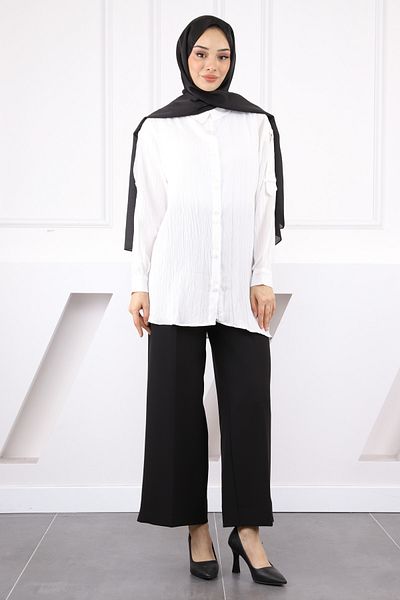 İmajButik Ecru Sleeve Detailed Shirt
