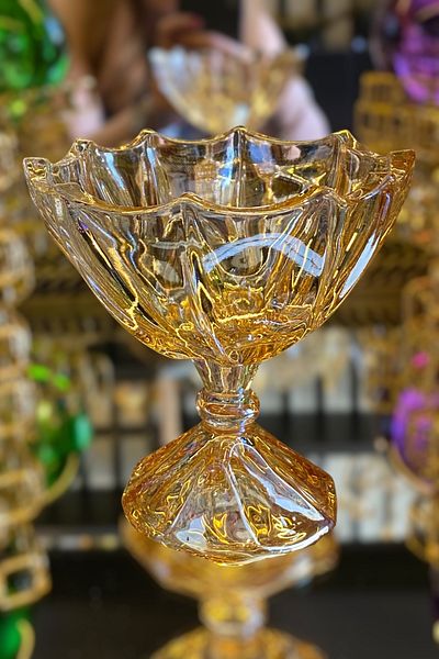 LEMİ DEKORASYON Footed Honey Glass Sugar Bowl 12.5*12.5*12 cm