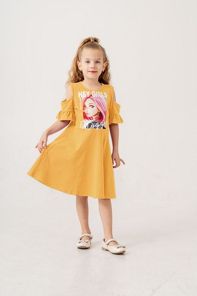Gocoland Girl's Short Sleeve Lycra Combed Cotton Printed Dress