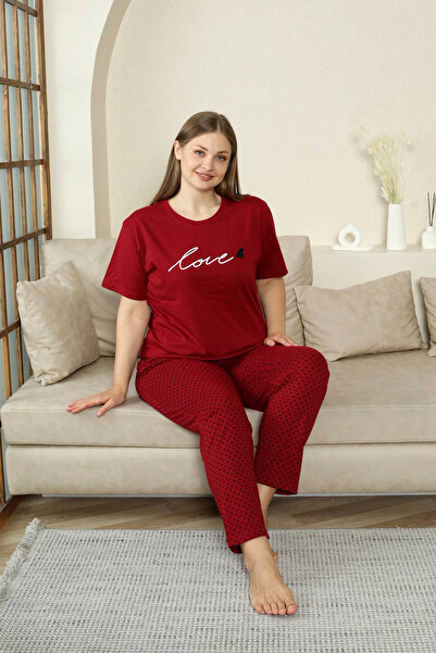 nisaNCa 100% Cotton Plus Size Short Sleeve Women's Pajamas Set