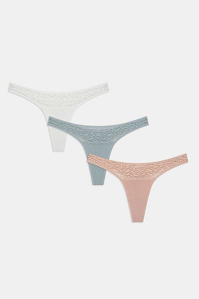 Penti Leaf Tones csipke részletes pamut 3 részes tanga bugyi