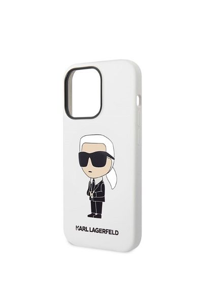 Karl Lagerfeld IPhone 14 Pro Case - Karl Lagerfeld Silicone (KLHCP14LSNIKBCH) - White Ikonik
