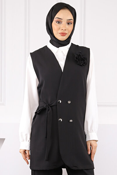 İmajButik Black Shirt Vest Trousers 3 Piece Combination Suit