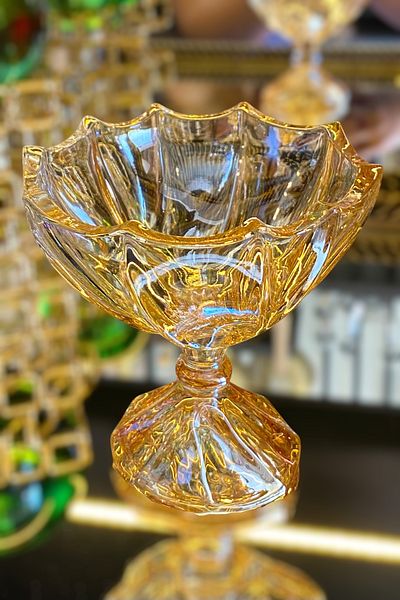 LEMİ DEKORASYON Footed Honey Glass Sugar Bowl 12.5*12.5*12 cm