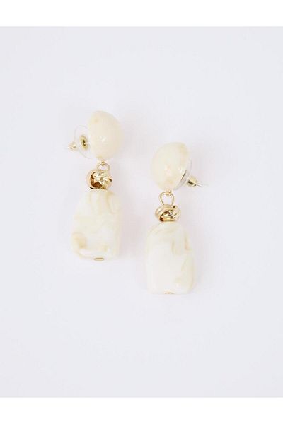 Jimmy Key Cream Color Marble Look Dangle Earrings