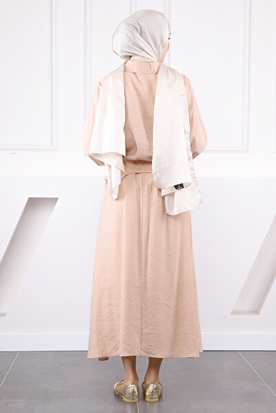 İmajButik Powder Front Frilly Modal Shirt Skirt Set