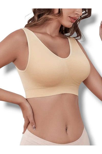 Fanilam Women's Gathering Seamless Bustier - 3-Dimensional Stretchy Construction Seamless Comfortable Sports