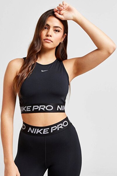 Nike Pro Training Dri Fit Shine Crop Tank Top Women's Shiny Swoosh Crop Tank Top Black