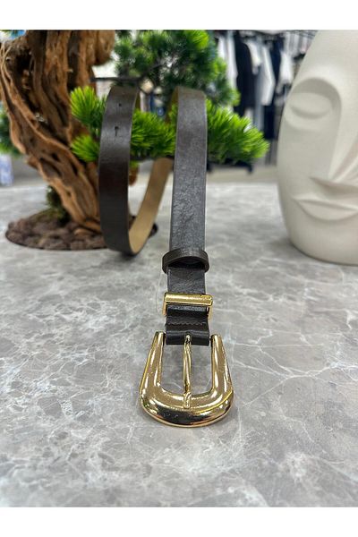 MELTEM TUĞAN Gold Imported Buckle Belt Brown