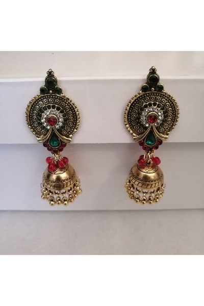 Butik Tülin Otantik el yapımı altın metal renkli kristal taşlı boncuklu salla...