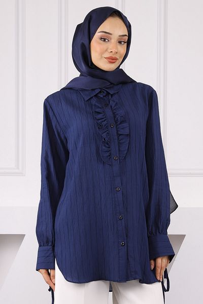 İmajButik Πουκάμισο με μανίκια μπλε ναυτικό