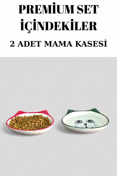 DodoJoy Premium Comfort Set Food Bowl Cat Set Bow Tie Collar Set Cat Comfort Set Toy Set