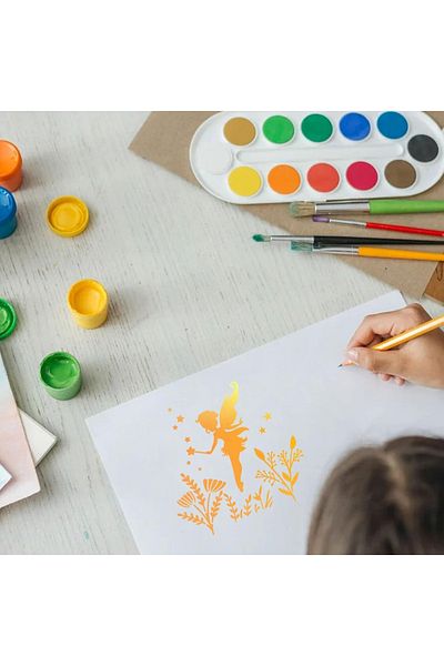 OEM Set of 12 Fairy Stencils for painting, size 200x200 mm, thickness 0.5mm, model MXSP7386