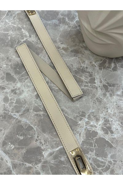 MELTEM TUĞAN Front Elastic Detailed Belt Beige