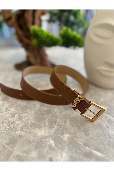 MELTEM TUĞAN Gold Written Square Belt Brown