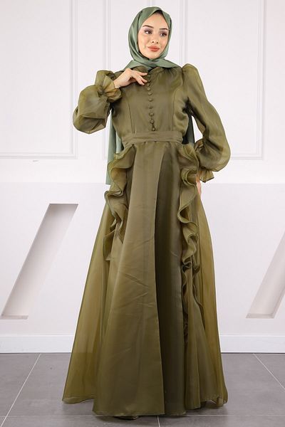 İmajButik Βραδινό φόρεμα με μανίκια με μπαλόνι οργάντζα
