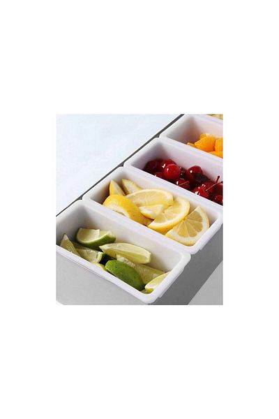 HENDI Bar / pizza ingredient box, 5 compartments, 375x140x(H)90 mm, transparent lid, Hendi