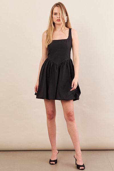 Cool & Sexy Women's Black Strap Mini Balloon Dress Erl105