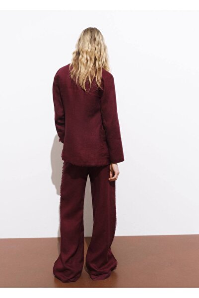 MANGO Woman Keten takım pantolonu püskül detaylı