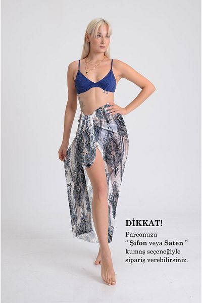 DESENİX Paisley Pattern Pareo - 100X145 cm - Silky Chiffon & Luxury Satin Fabric Option - Beach Dress
