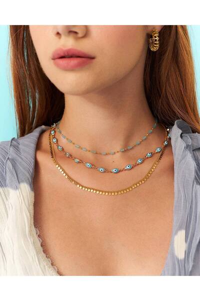 Steel Fashion İstanbul Rodyum Kaplama Nazar Boncuklu Kolye