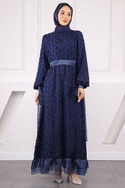İmajButik Βραδινό φόρεμα με μανίκια με γραβάτα