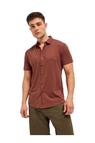 The Bear House Men's Brick Red Water Repellent with Seamless Edges High Performance Shirt for Every Occasion