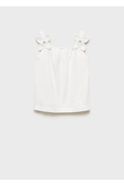 MANGO Kids Çiçek detaylı pamuklu tişört